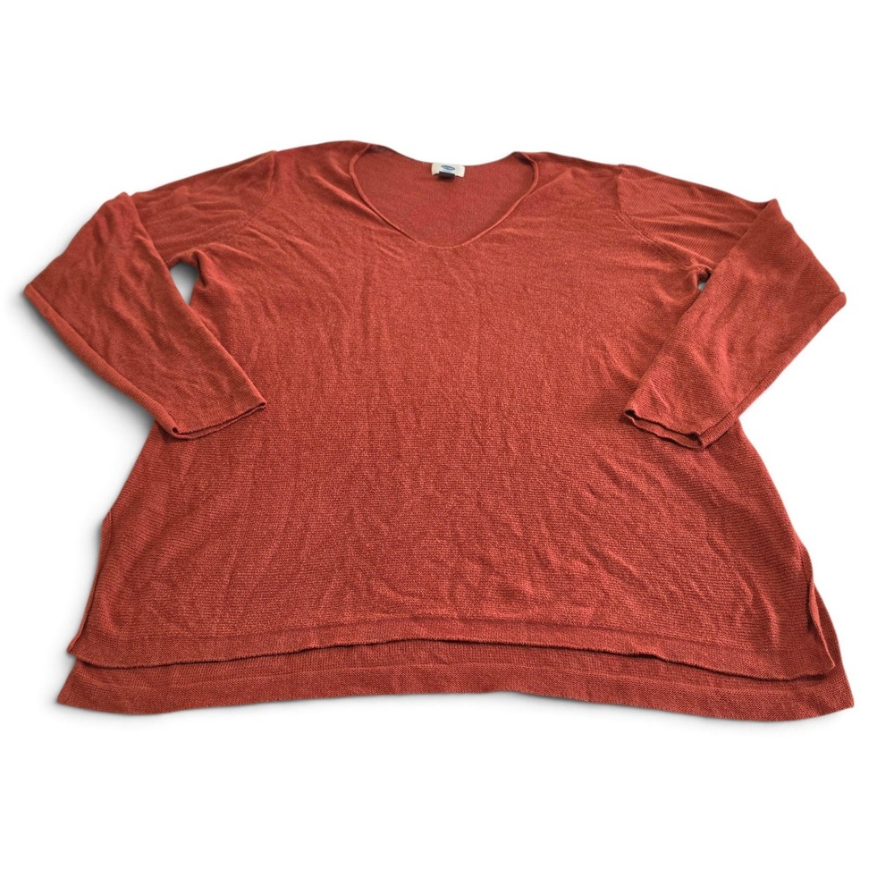 Old Navy Women's XXL Spice Orange V-Neck Tunic Sweater Cotton Rayon Blend 2006